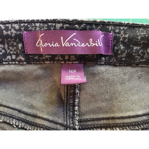 Gloria Vanderbilt Amanda Gray Stretch Jeans Sz 16P Geometric Print 5 Pockets Vtg - Picture 7 of 9